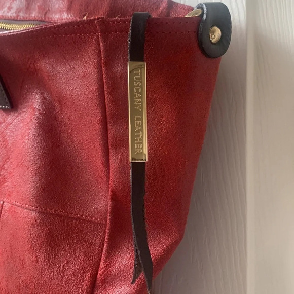 Tuscany Leather felted red tote Bag Made in Italy - Picture 4 of 10